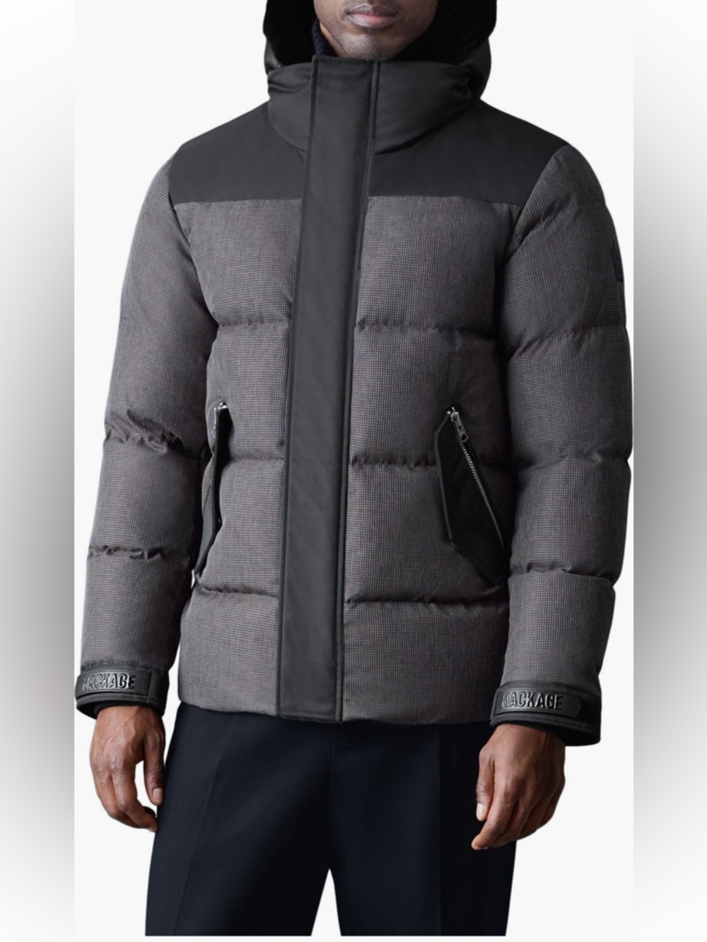 🔥🔥🔥MACKAGE Riley Down Jacket with Genuine Shearling Hooded Bib